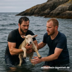 Lammrettung in Norwegen: Zwei norwegische Helden ziehen ertrinkendes Lamm aus dem Wasser